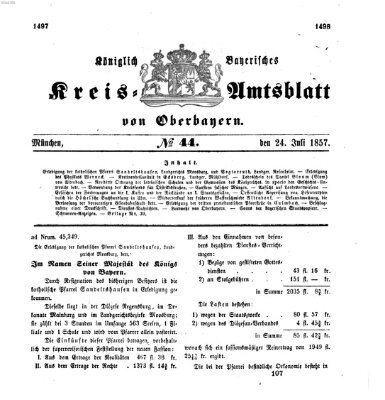 Königlich-bayerisches Kreis-Amtsblatt von Oberbayern (Münchner Intelligenzblatt) Freitag 24. Juli 1857