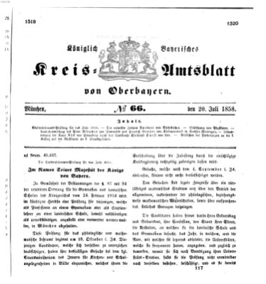 Königlich-bayerisches Kreis-Amtsblatt von Oberbayern (Münchner Intelligenzblatt) Dienstag 20. Juli 1858