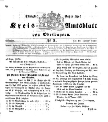 Königlich-bayerisches Kreis-Amtsblatt von Oberbayern (Münchner Intelligenzblatt) Freitag 10. Januar 1862