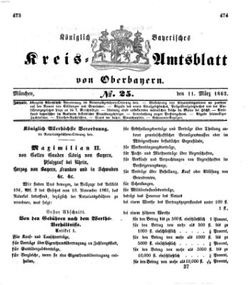 Königlich-bayerisches Kreis-Amtsblatt von Oberbayern (Münchner Intelligenzblatt) Dienstag 11. März 1862
