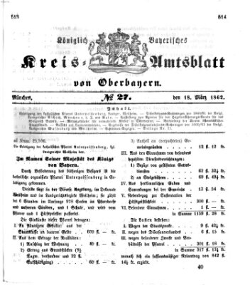 Königlich-bayerisches Kreis-Amtsblatt von Oberbayern (Münchner Intelligenzblatt) Dienstag 18. März 1862