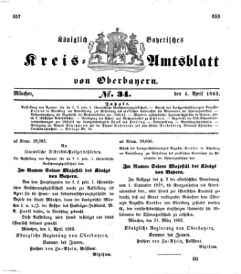 Königlich-bayerisches Kreis-Amtsblatt von Oberbayern (Münchner Intelligenzblatt) Freitag 4. April 1862