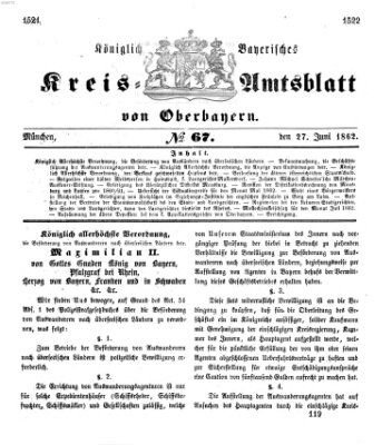 Königlich-bayerisches Kreis-Amtsblatt von Oberbayern (Münchner Intelligenzblatt) Freitag 27. Juni 1862