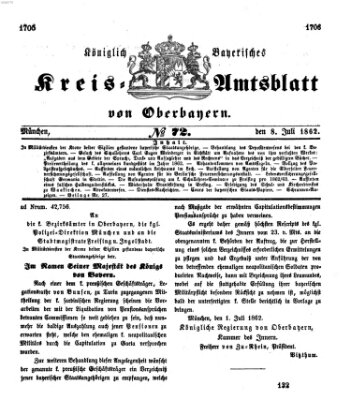 Königlich-bayerisches Kreis-Amtsblatt von Oberbayern (Münchner Intelligenzblatt) Dienstag 8. Juli 1862