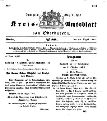 Königlich-bayerisches Kreis-Amtsblatt von Oberbayern (Münchner Intelligenzblatt) Dienstag 26. August 1862