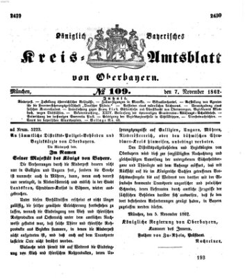 Königlich-bayerisches Kreis-Amtsblatt von Oberbayern (Münchner Intelligenzblatt) Freitag 7. November 1862