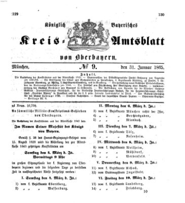 Königlich-bayerisches Kreis-Amtsblatt von Oberbayern (Münchner Intelligenzblatt) Dienstag 31. Januar 1865