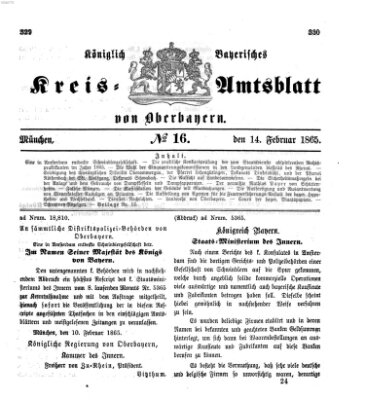 Königlich-bayerisches Kreis-Amtsblatt von Oberbayern (Münchner Intelligenzblatt) Dienstag 14. Februar 1865