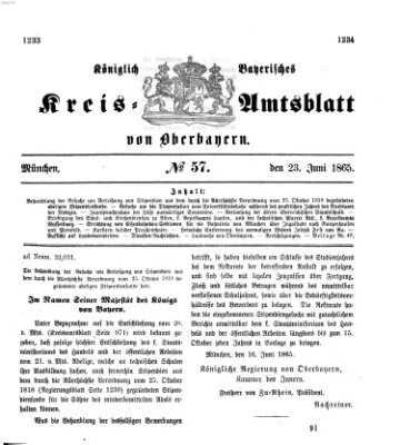 Königlich-bayerisches Kreis-Amtsblatt von Oberbayern (Münchner Intelligenzblatt) Freitag 23. Juni 1865