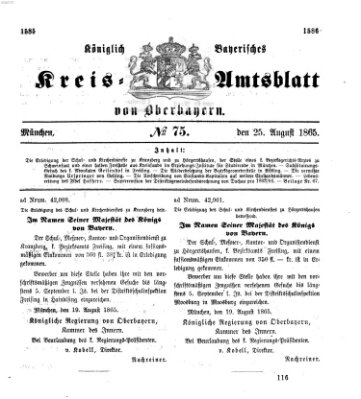 Königlich-bayerisches Kreis-Amtsblatt von Oberbayern (Münchner Intelligenzblatt) Freitag 25. August 1865