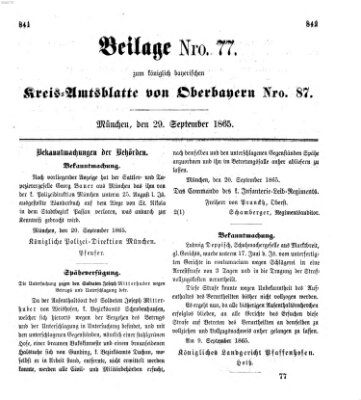 Königlich-bayerisches Kreis-Amtsblatt von Oberbayern (Münchner Intelligenzblatt) Freitag 29. September 1865