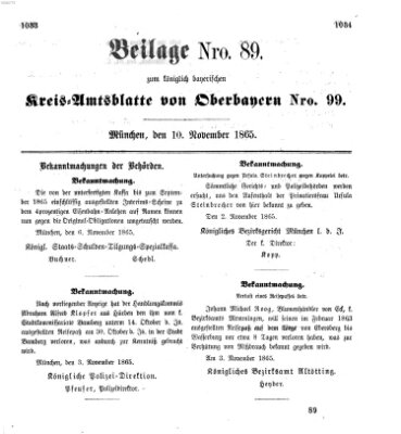 Königlich-bayerisches Kreis-Amtsblatt von Oberbayern (Münchner Intelligenzblatt) Freitag 10. November 1865