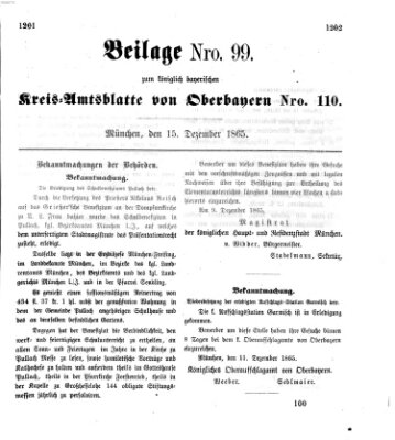 Königlich-bayerisches Kreis-Amtsblatt von Oberbayern (Münchner Intelligenzblatt) Freitag 15. Dezember 1865