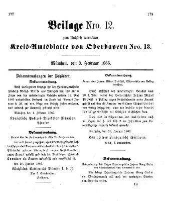 Königlich-bayerisches Kreis-Amtsblatt von Oberbayern (Münchner Intelligenzblatt) Freitag 9. Februar 1866