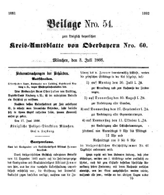 Königlich-bayerisches Kreis-Amtsblatt von Oberbayern (Münchner Intelligenzblatt) Dienstag 3. Juli 1866