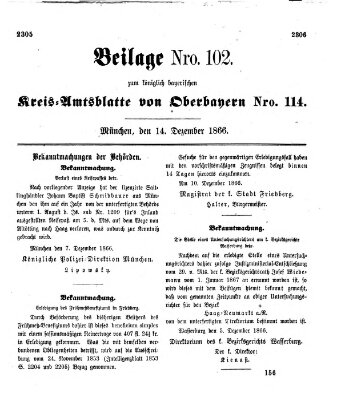 Königlich-bayerisches Kreis-Amtsblatt von Oberbayern (Münchner Intelligenzblatt) Freitag 14. Dezember 1866
