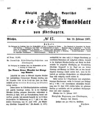 Königlich-bayerisches Kreis-Amtsblatt von Oberbayern (Münchner Intelligenzblatt) Dienstag 19. Februar 1867