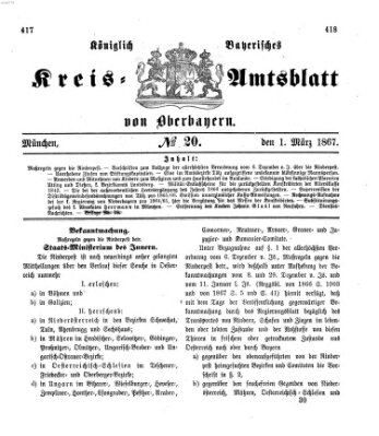 Königlich-bayerisches Kreis-Amtsblatt von Oberbayern (Münchner Intelligenzblatt) Freitag 1. März 1867