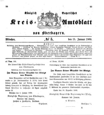 Königlich-bayerisches Kreis-Amtsblatt von Oberbayern (Münchner Intelligenzblatt) Freitag 15. Januar 1869