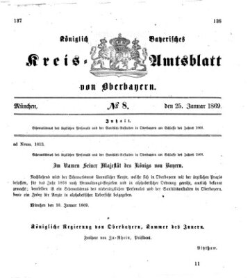 Königlich-bayerisches Kreis-Amtsblatt von Oberbayern (Münchner Intelligenzblatt) Montag 25. Januar 1869
