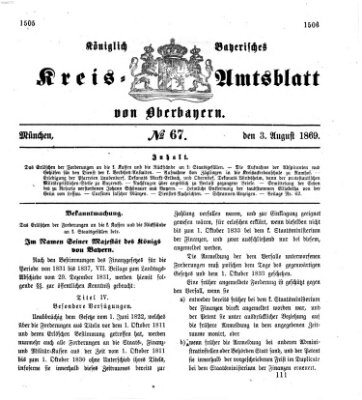 Königlich-bayerisches Kreis-Amtsblatt von Oberbayern (Münchner Intelligenzblatt) Dienstag 3. August 1869