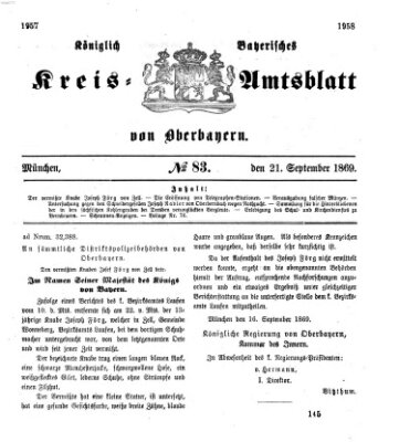 Königlich-bayerisches Kreis-Amtsblatt von Oberbayern (Münchner Intelligenzblatt) Dienstag 21. September 1869