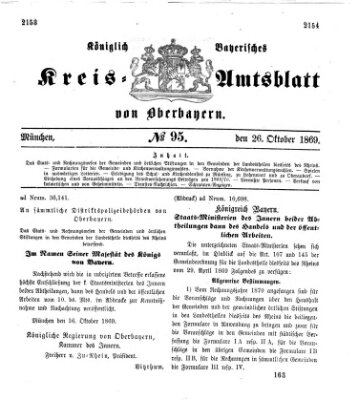 Königlich-bayerisches Kreis-Amtsblatt von Oberbayern (Münchner Intelligenzblatt) Dienstag 26. Oktober 1869