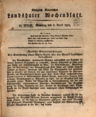 Landshuter Wochenblatt Sonntag 6. April 1823