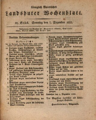 Landshuter Wochenblatt Sonntag 7. Dezember 1823
