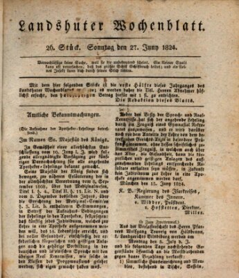 Landshuter Wochenblatt Sonntag 27. Juni 1824