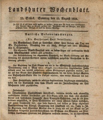 Landshuter Wochenblatt Sonntag 15. August 1824