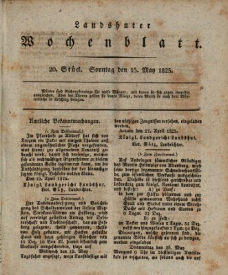 Landshuter Wochenblatt Sonntag 15. Mai 1825