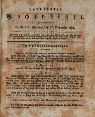 Landshuter Wochenblatt Sonntag 27. November 1825