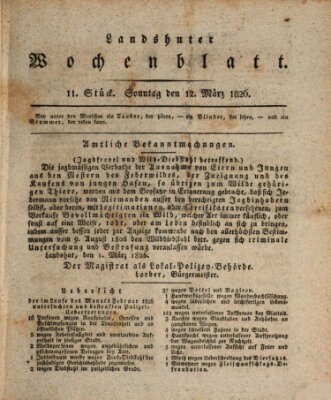 Landshuter Wochenblatt Sonntag 12. März 1826
