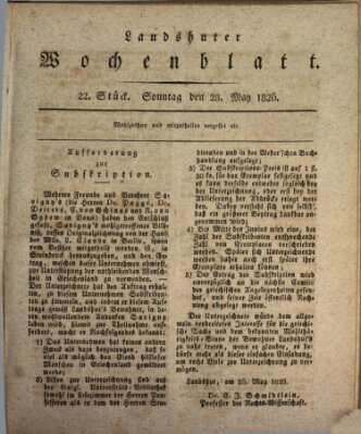 Landshuter Wochenblatt Sonntag 28. Mai 1826