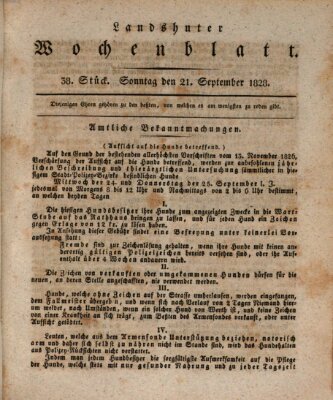 Landshuter Wochenblatt Sonntag 21. September 1828