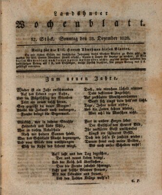 Landshuter Wochenblatt Sonntag 28. Dezember 1828