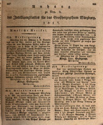 Königlich-baierisches Intelligenzblatt für das Großherzogthum Würzburg (Würzburger Intelligenzblatt) Samstag 25. Januar 1817