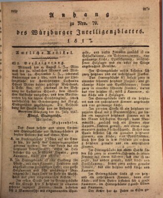 Königlich-baierisches Intelligenzblatt für das Großherzogthum Würzburg (Würzburger Intelligenzblatt) Samstag 26. Juli 1817