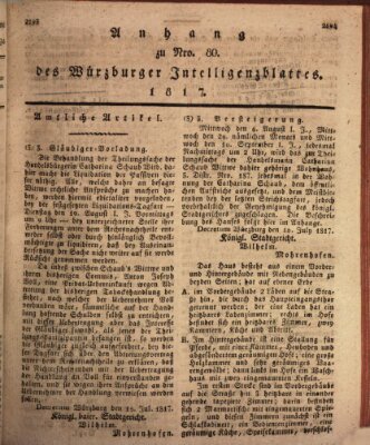 Königlich-baierisches Intelligenzblatt für das Großherzogthum Würzburg (Würzburger Intelligenzblatt) Dienstag 29. Juli 1817
