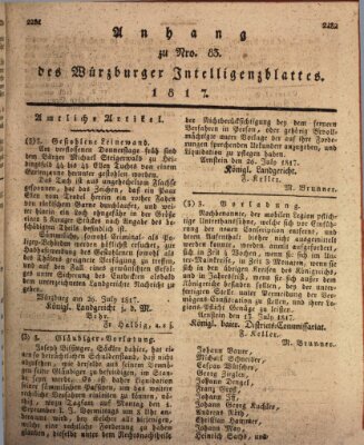 Königlich-baierisches Intelligenzblatt für das Großherzogthum Würzburg (Würzburger Intelligenzblatt) Dienstag 5. August 1817