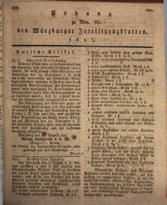 Königlich-baierisches Intelligenzblatt für das Großherzogthum Würzburg (Würzburger Intelligenzblatt) Samstag 23. August 1817