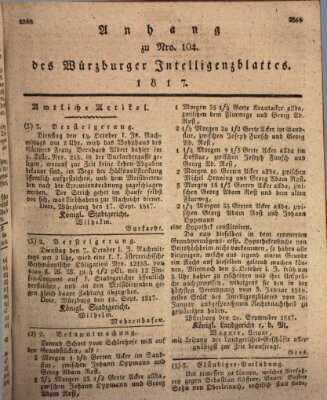 Königlich-baierisches Intelligenzblatt für das Großherzogthum Würzburg (Würzburger Intelligenzblatt) Samstag 27. September 1817