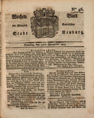 Wochenblatt der Königlich Baierischen Stadt Neuburg (Neuburger Wochenblatt) Samstag 15. November 1823
