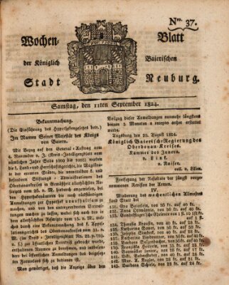 Wochenblatt der Königlich Baierischen Stadt Neuburg (Neuburger Wochenblatt) Samstag 11. September 1824