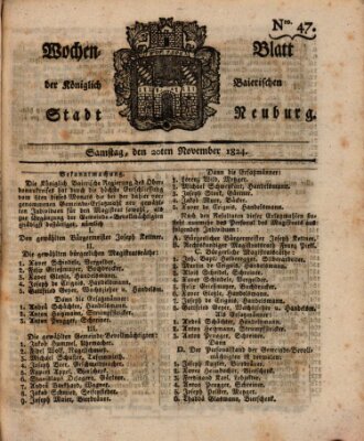 Wochenblatt der Königlich Baierischen Stadt Neuburg (Neuburger Wochenblatt) Samstag 20. November 1824