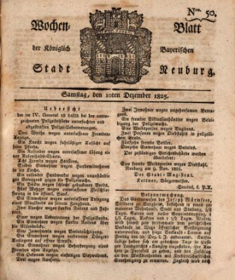 Wochenblatt der Königlich Baierischen Stadt Neuburg (Neuburger Wochenblatt) Samstag 10. Dezember 1825
