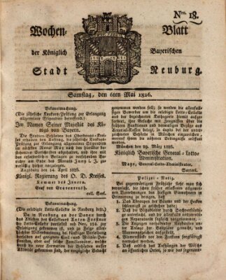 Wochenblatt der Königlich Baierischen Stadt Neuburg (Neuburger Wochenblatt) Samstag 6. Mai 1826