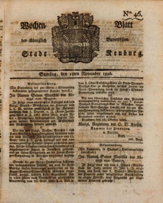 Wochenblatt der Königlich Baierischen Stadt Neuburg (Neuburger Wochenblatt) Samstag 18. November 1826