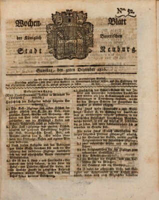 Wochenblatt der Königlich Baierischen Stadt Neuburg (Neuburger Wochenblatt) Samstag 30. Dezember 1826